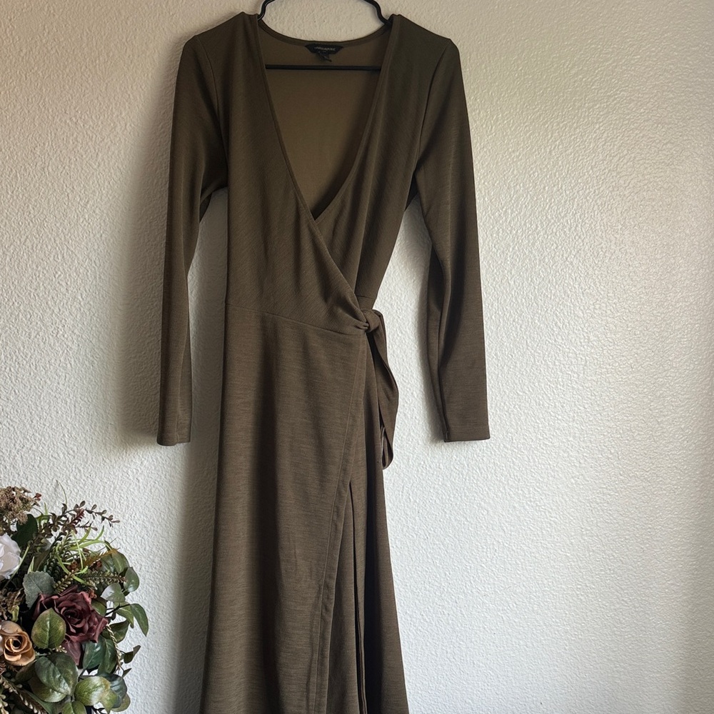 Banana Republic Elegant Olive Green Wrap Dress